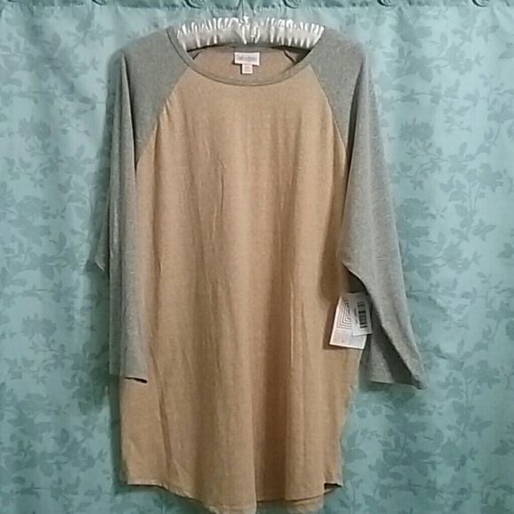 LuLaRoe Tops - NWT Randy Lularoe Mustard/Gray Baseball Style T 3X